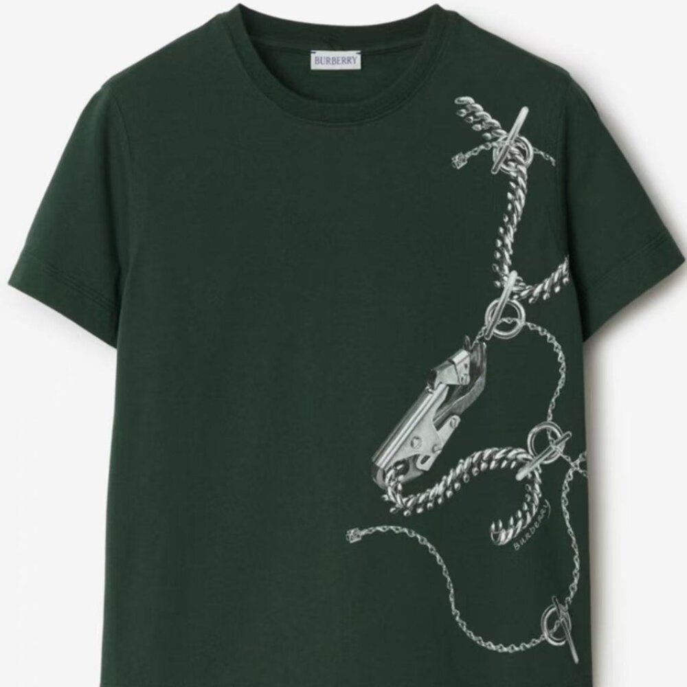 Burberry Cotton crew-neck Knight hardware T-shirt - green